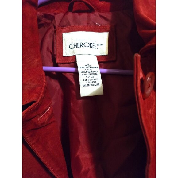 Vintage 90s Cherokee Red Suede Womens Coat Medium - Picture 3 of 3
